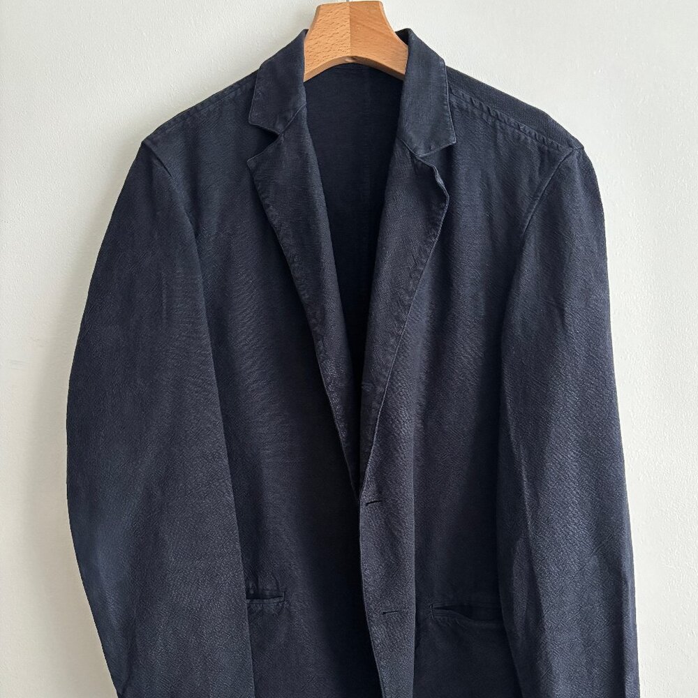 Our Legacy Navy Pigment Linen- Cotton Unstructured Sport Coat/ Blazer  - 38